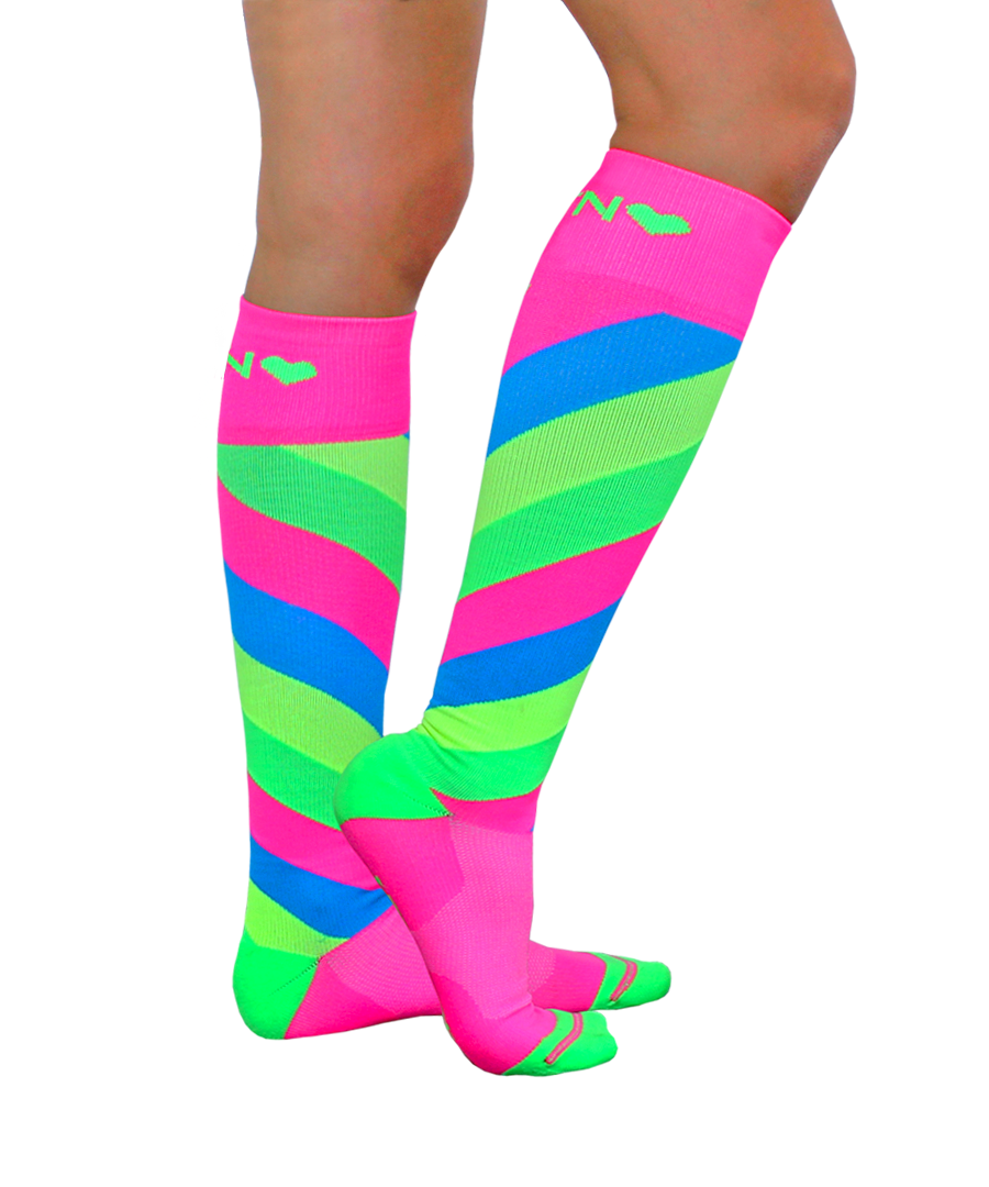 Copy of ATN Compression Knee High - Totally Rad Neon Swirl