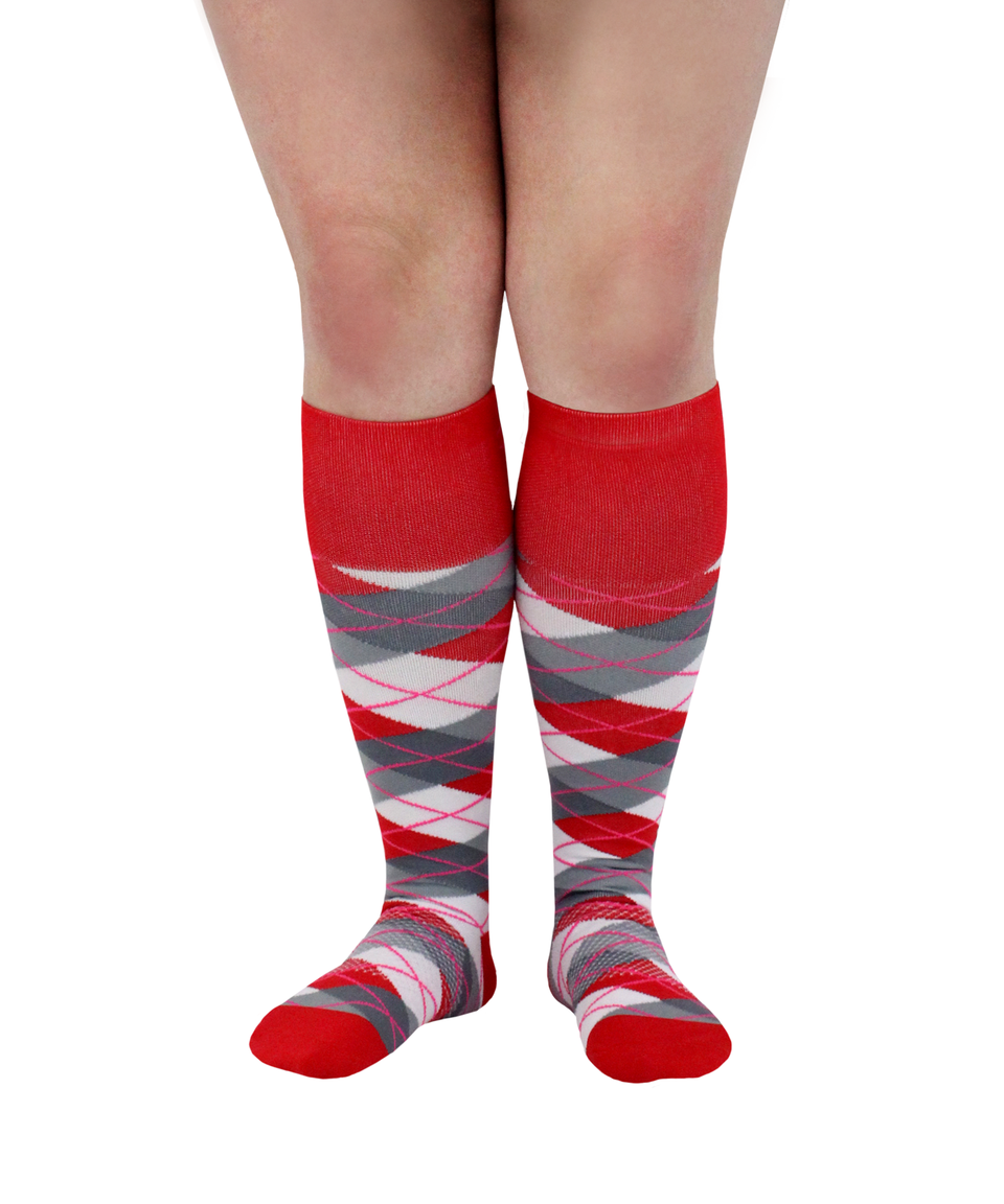 ATN Compression Knee High - Red Argyle