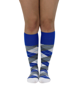 ATN Compression Knee High - Blue/Grey Check