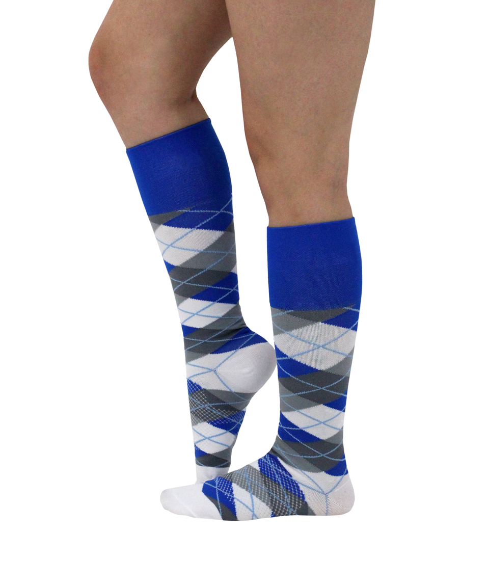 ATN Compression Knee High - Blue/Grey Check